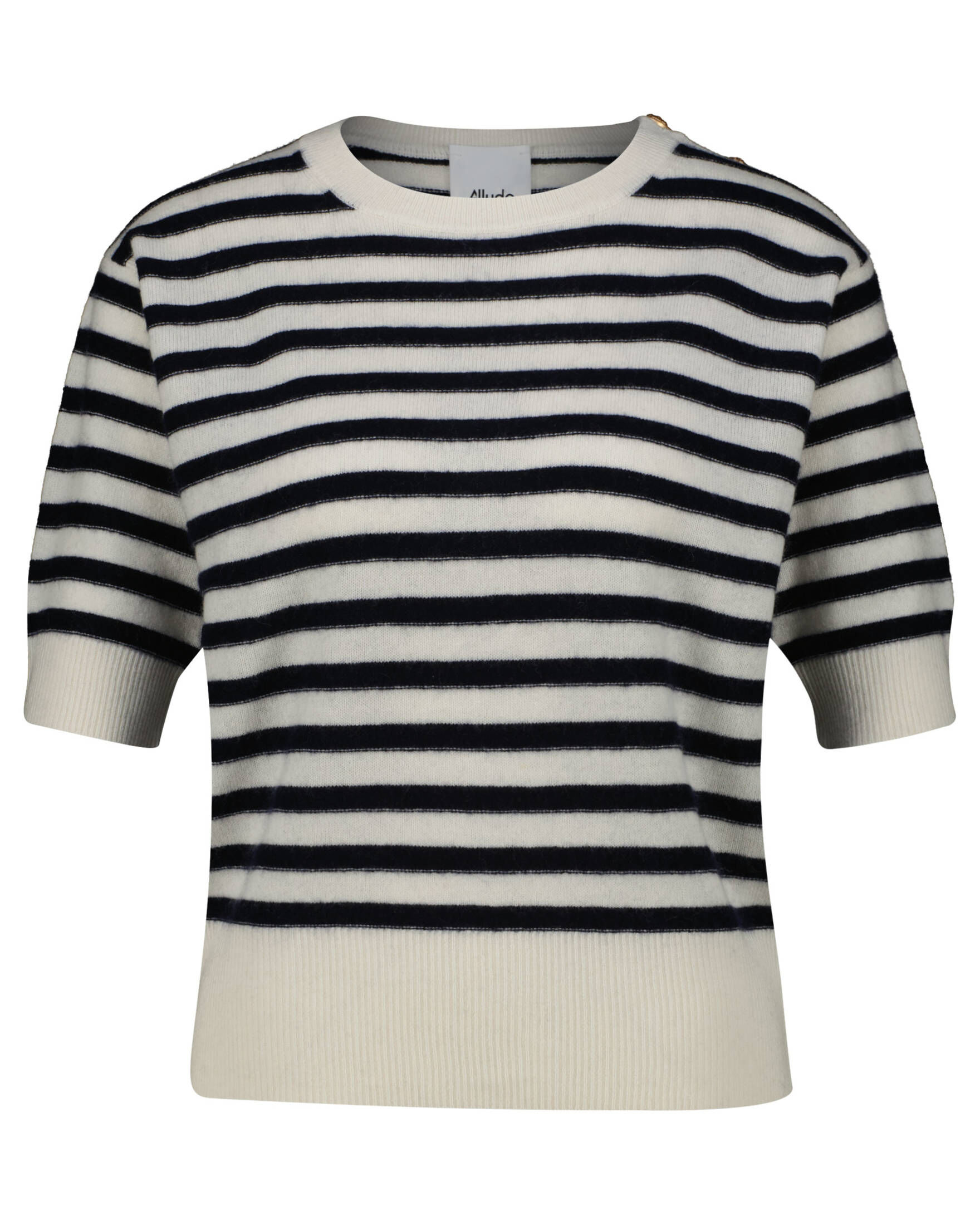Allude| Damen Feinstrickpullover mit Wolle und Kaschmir Kurzarm