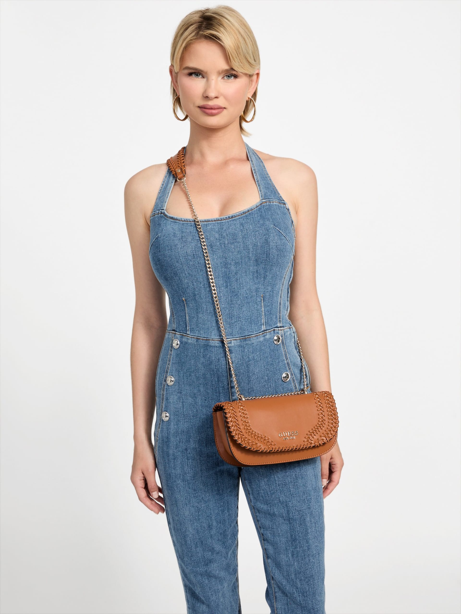 Bolsa transversal conversível Tatum com costura aparente