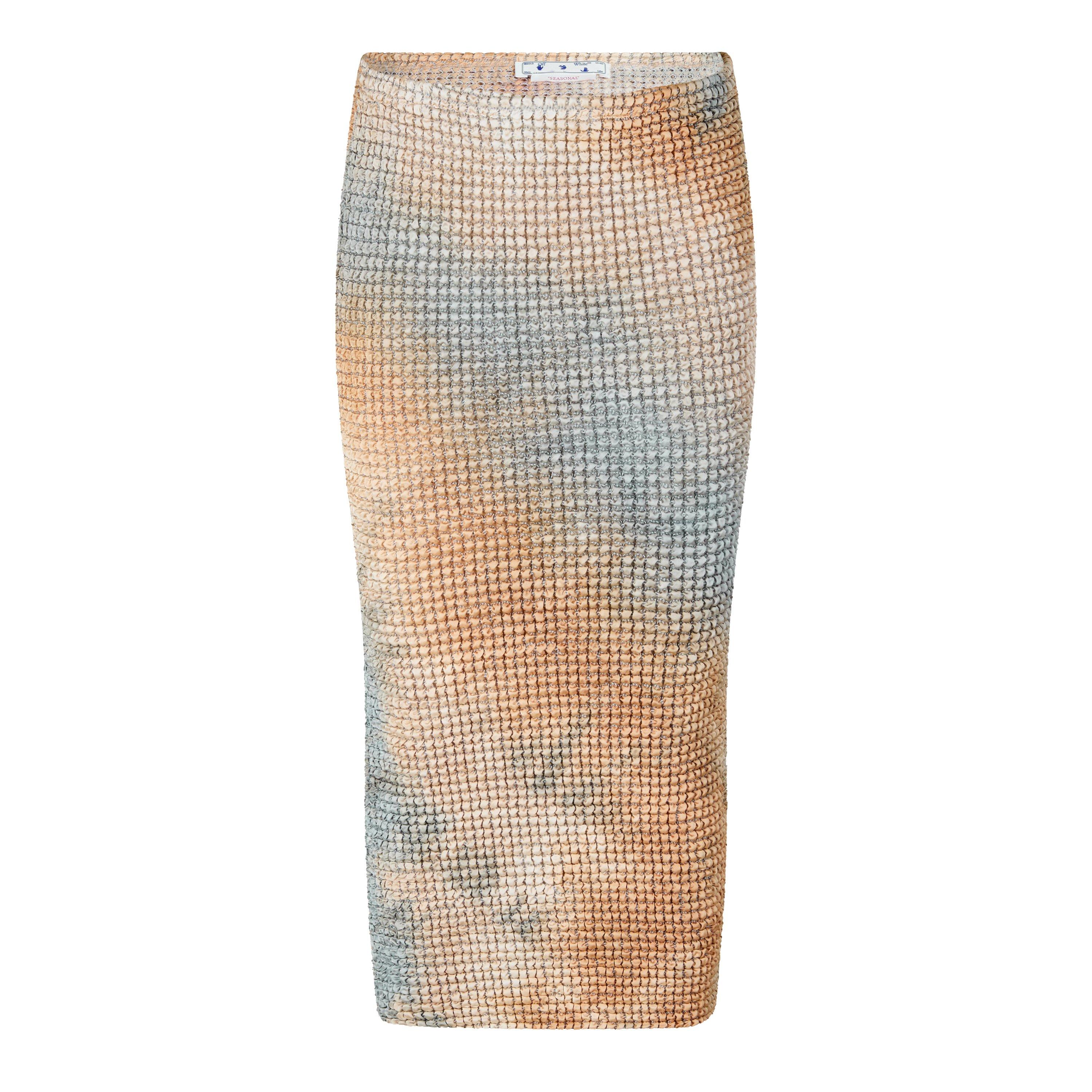 Off White Smocked Tie Dye Pencil Skirt