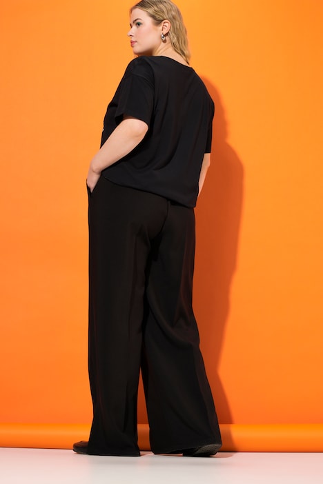 Hose, Wide Legs, Seitenschlitze, Elastikbund