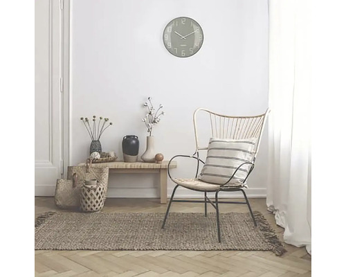 Wandklok Shade, gebogen glas, grijs kunststof, Ø 35 cm