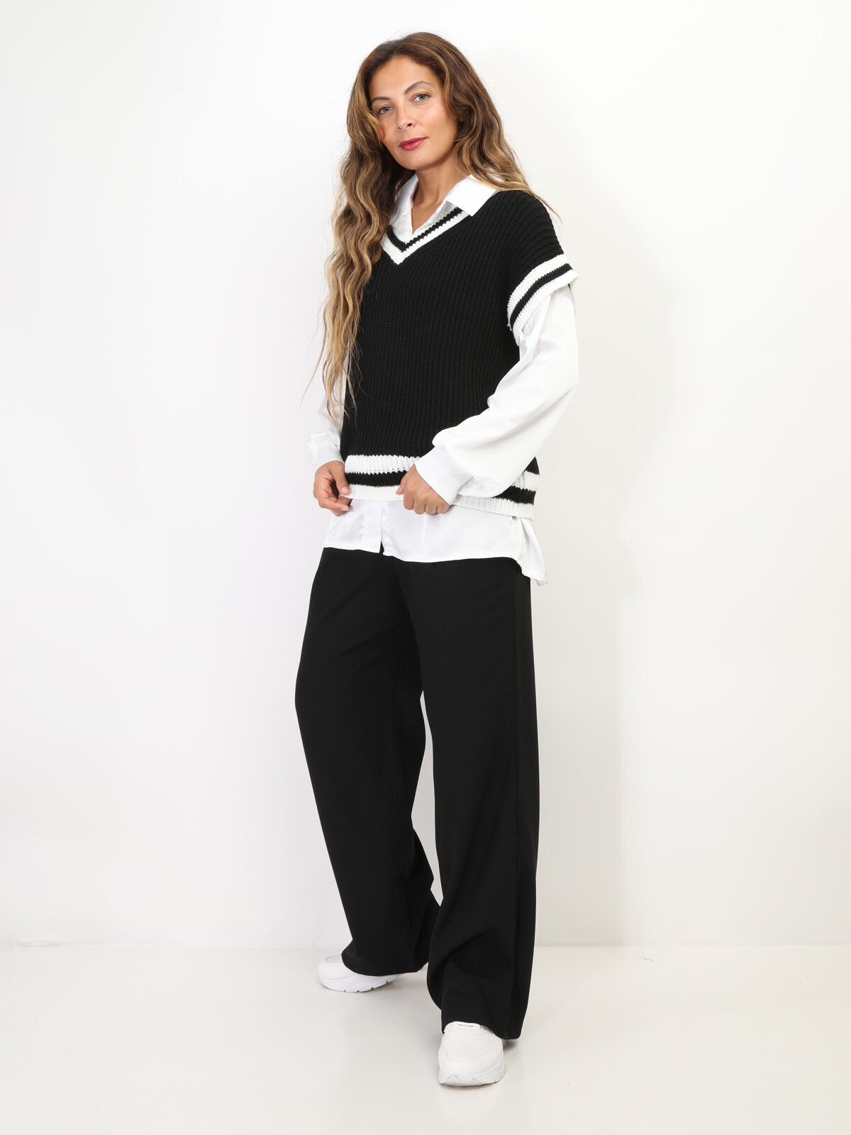 Pull universitaire manches courtes- Noir