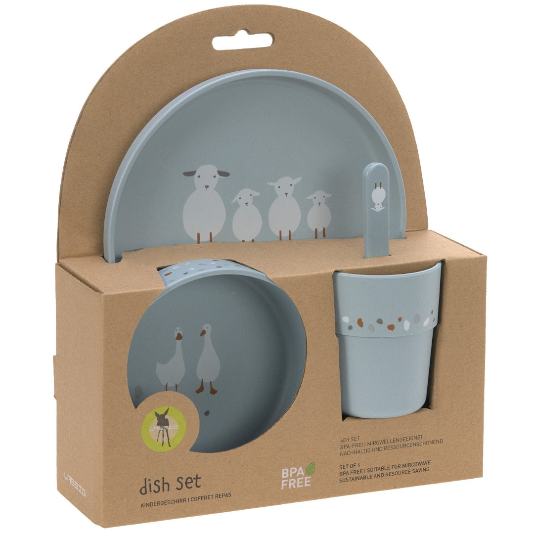 lässig serviesset tiny farmer sheep-goose blue - 4-delig