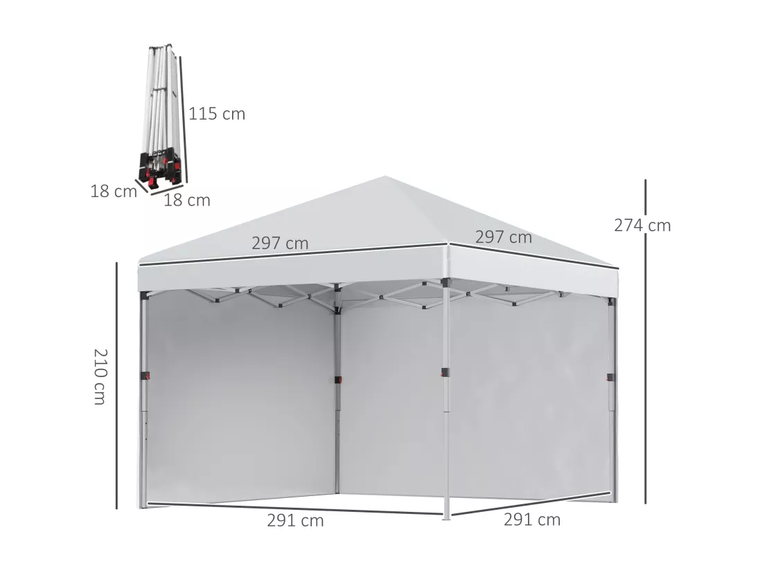 Tonnelle barnum pop-up UV 30+ sac transport inclus gris