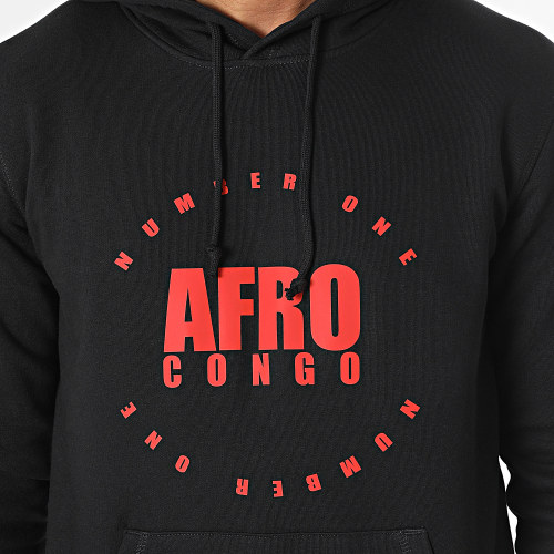 Sweat Capuche Afro Congo Noir Rouge