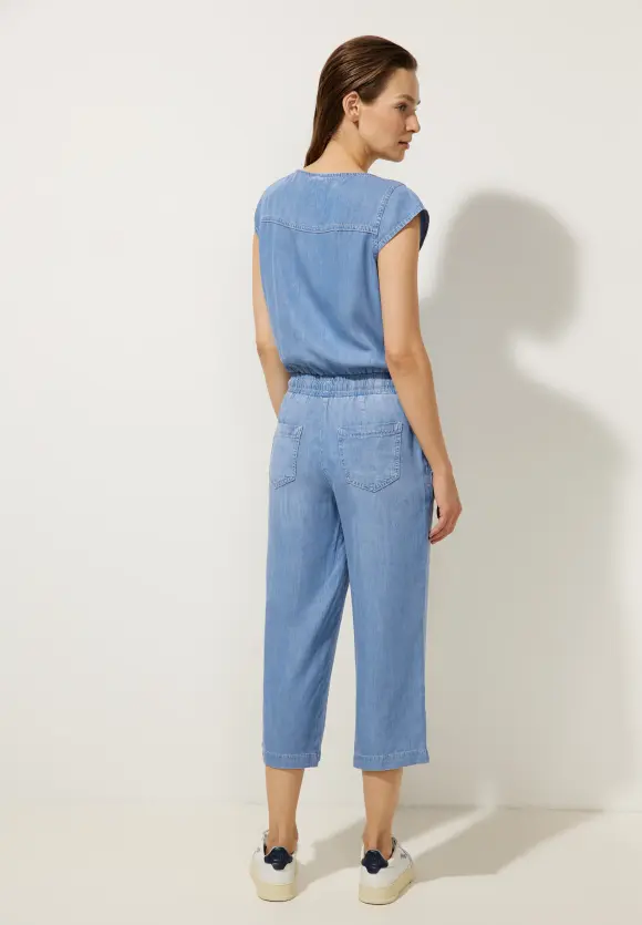 Loose Fit Jumpsuit in Lyocel - soft indigo bleach