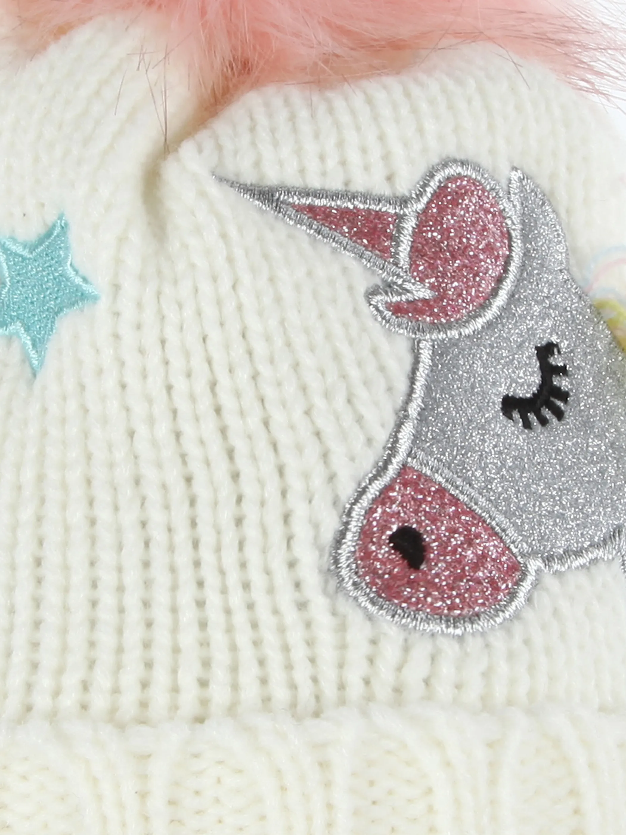 Mädchen Strickmütze mit Bommel