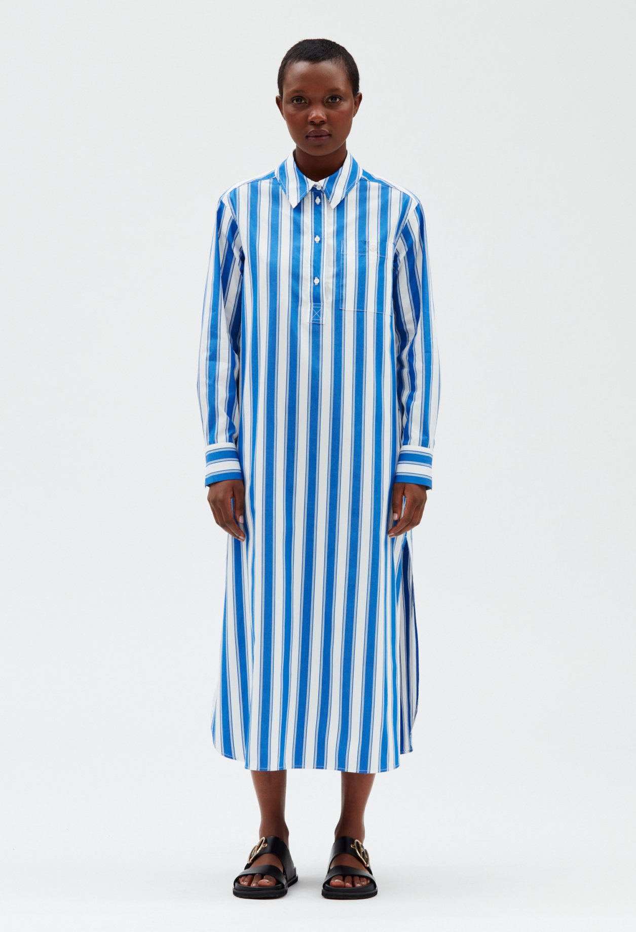 Robe chemise rayures bleue