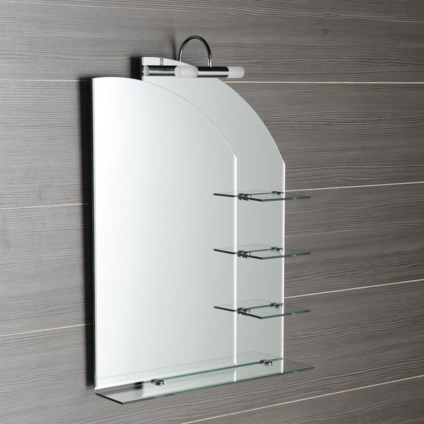 Aqualine Wega spiegel met bogen en planchets 65x90cm
