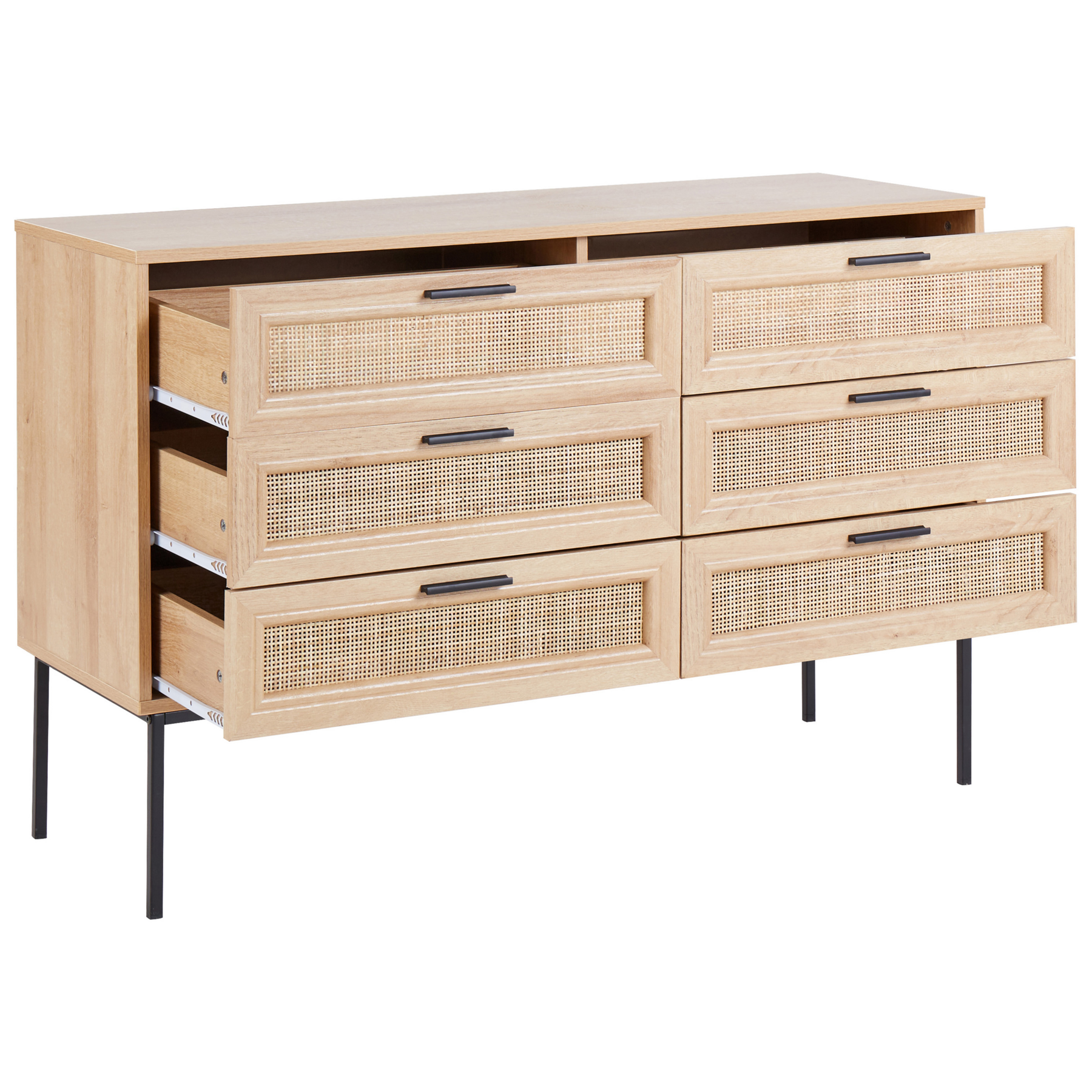 Beliani - PASCO  - Dressoir 6-lades - Lichte houtkleur - Rotan