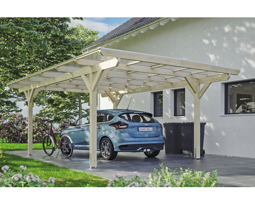 SKAN HOLZ Odenwald enkele carport inclusief paalankers, 428 x 648 cm, natuurlijke afwerking