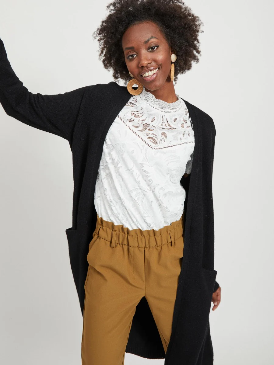 Vila  Viril lang strikket cardigan - sort