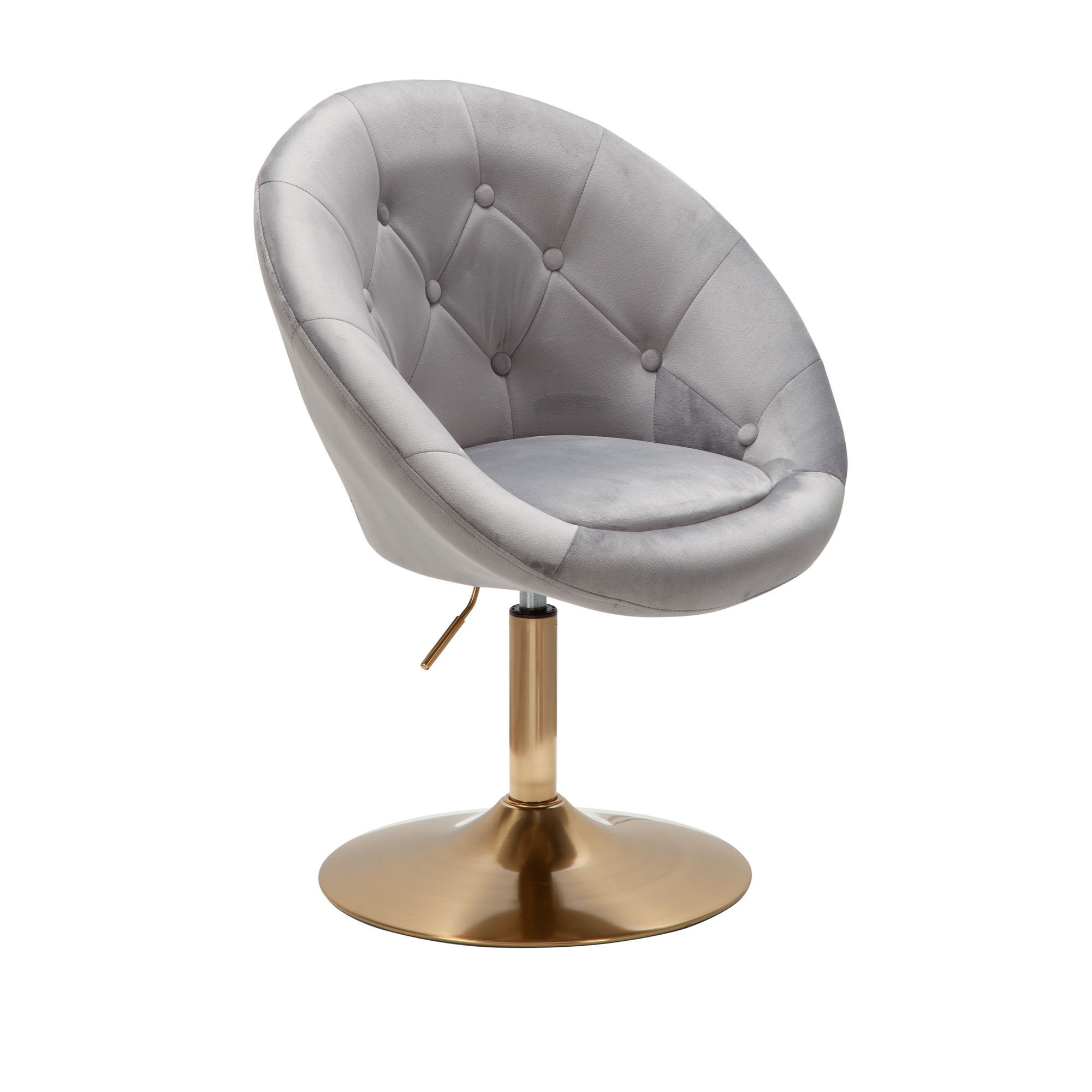 KADIMA DESIGN Chesterfield-Loungesessel ADDA: 360° Drehfunktion, Samtbezug, Trompetenfuß, 67x80-100x62 cm, Rosa/Blau/Grau.
