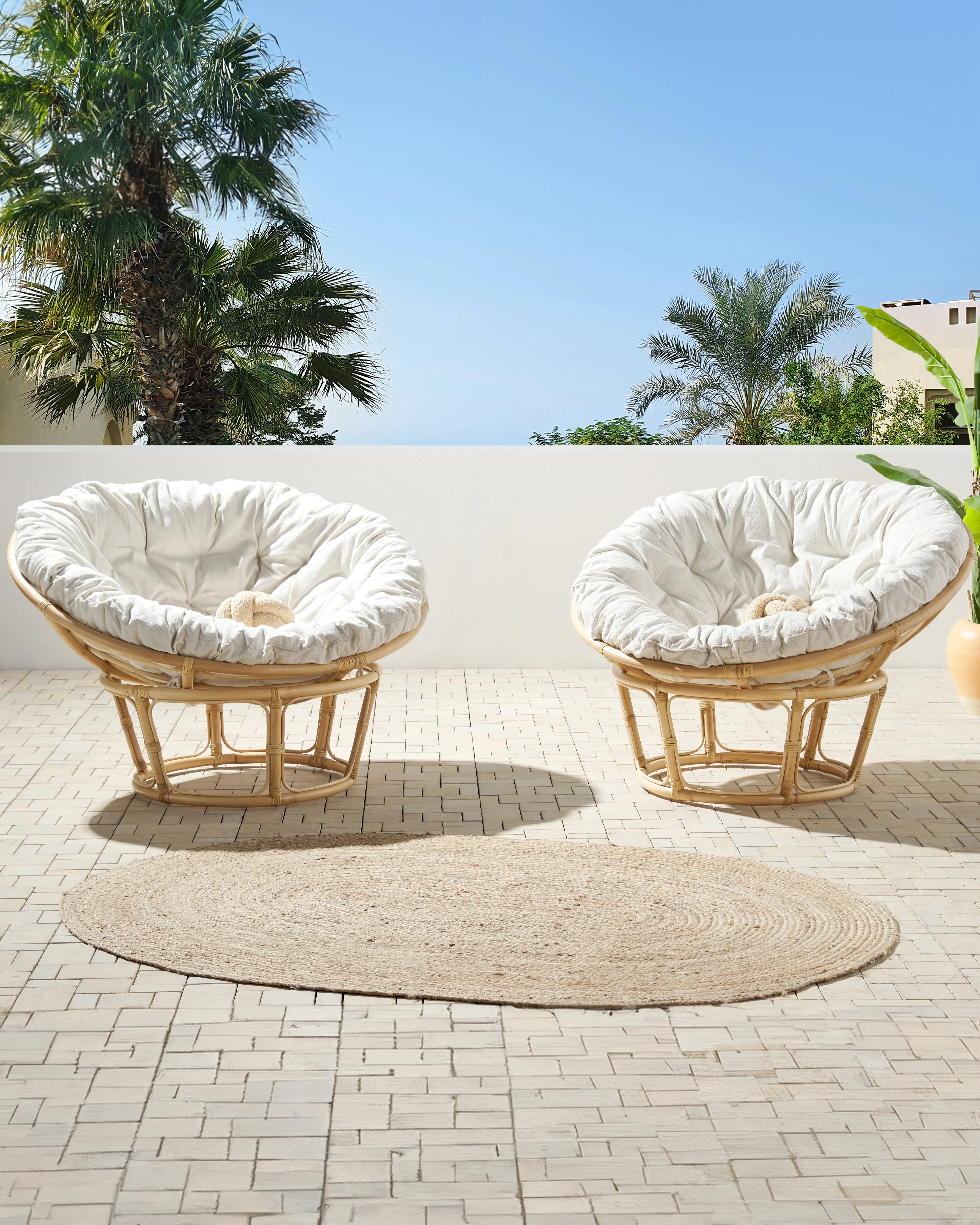 Set van 2 tuinstoelen met kussens SALVO Rotan Natuurlijk