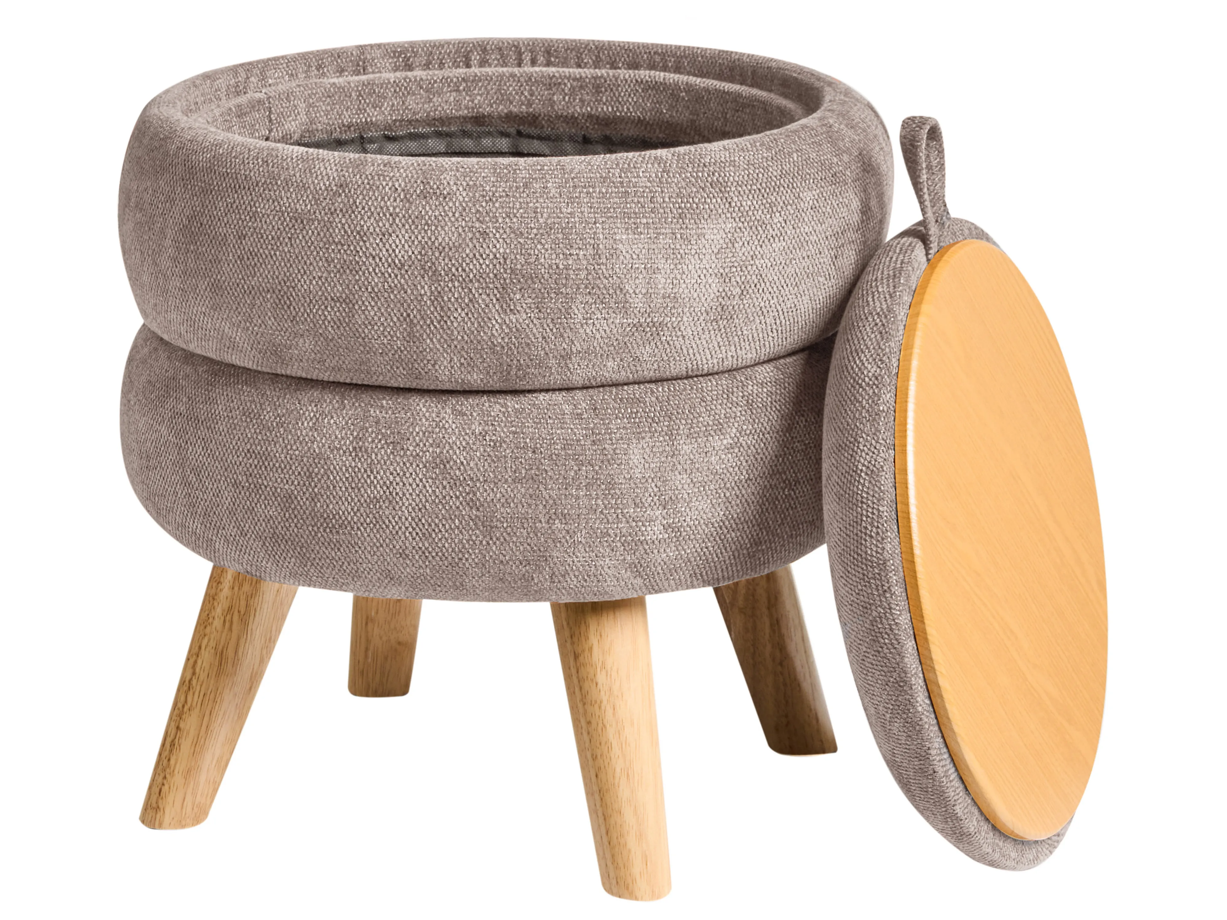 Poef met opbergruimte HAWLEY Chenille Taupe