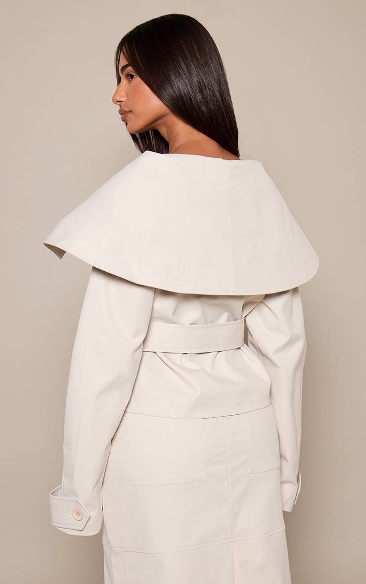 Gris Pierre Trench-coat Petite Taille Pierre Épaules Dénudées Avec Ceinture À Nouer