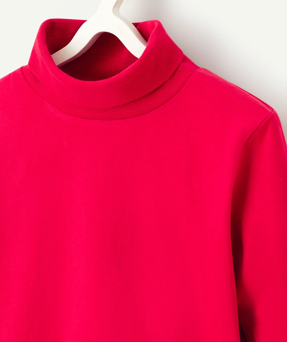 SOUS-PULL GARÇON EN COTON ROUGE COL ROULÉ