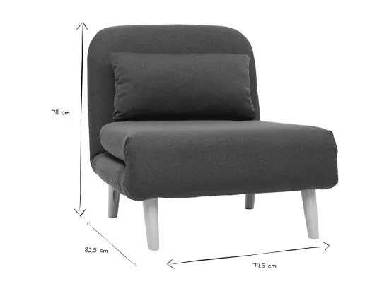 Fauteuil convertible scandinave en tissu bleu foncé et bois clair AMIKO
