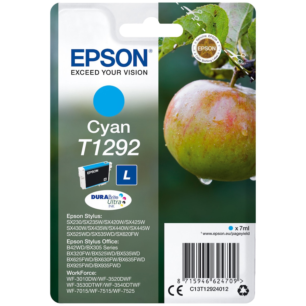 Epson blekkpatron DuraBrite Ultra T129L Cyan