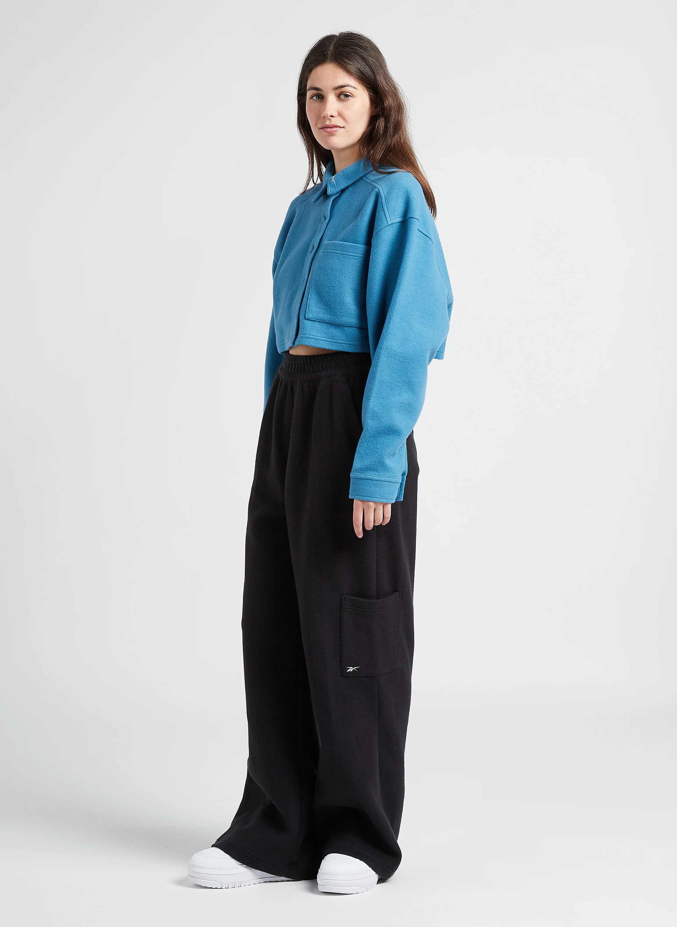 CL WDE - Gilet court col classique en molleton | Bleu