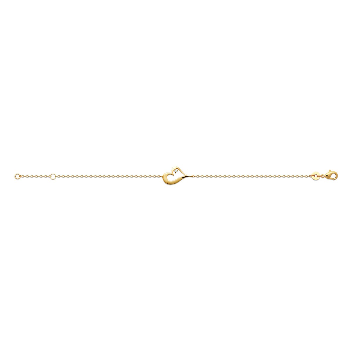 Bracelet Brillaxis coeur penché OZ plaqué or