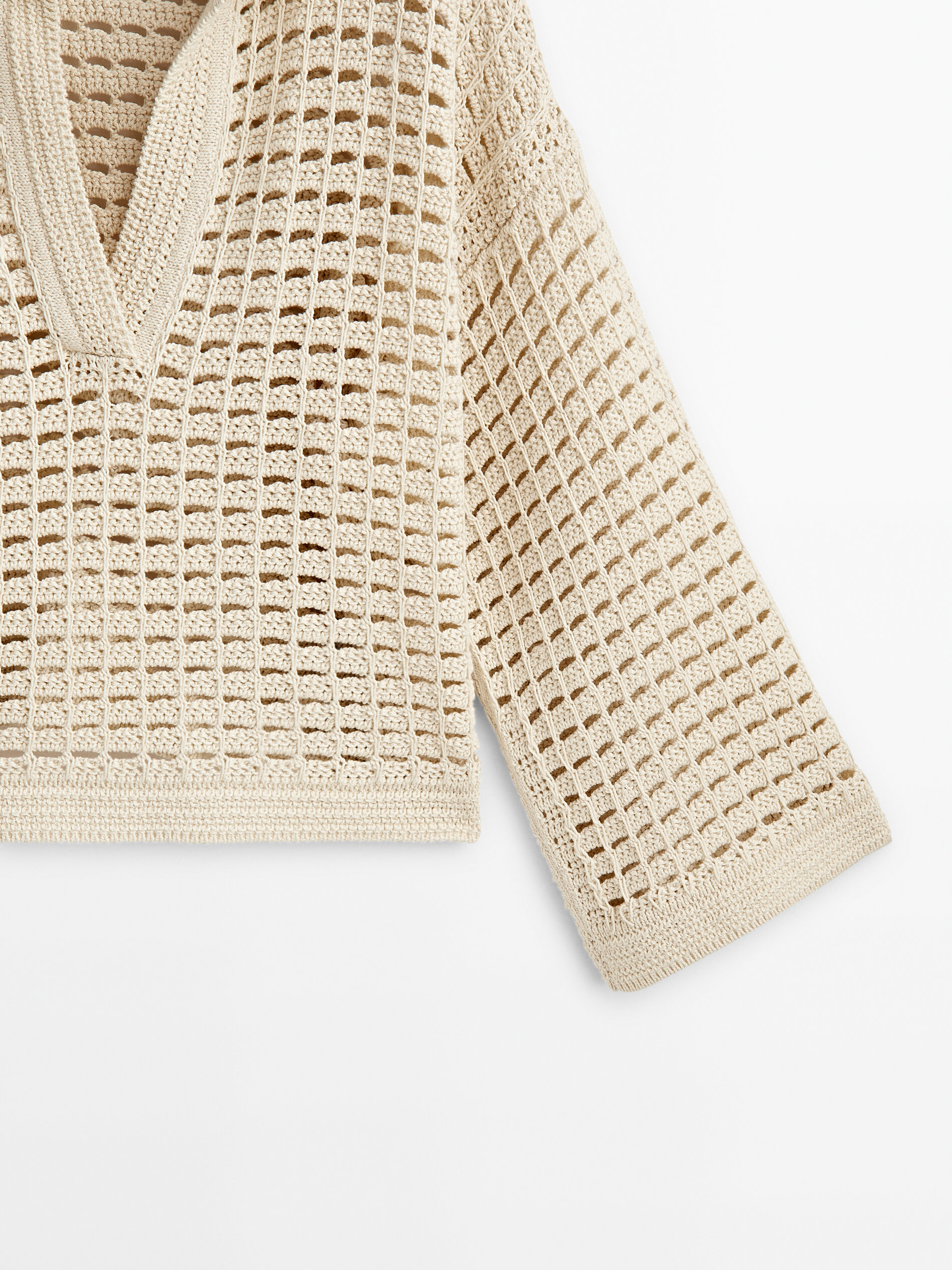 Camisa polo de crochê - BEGE