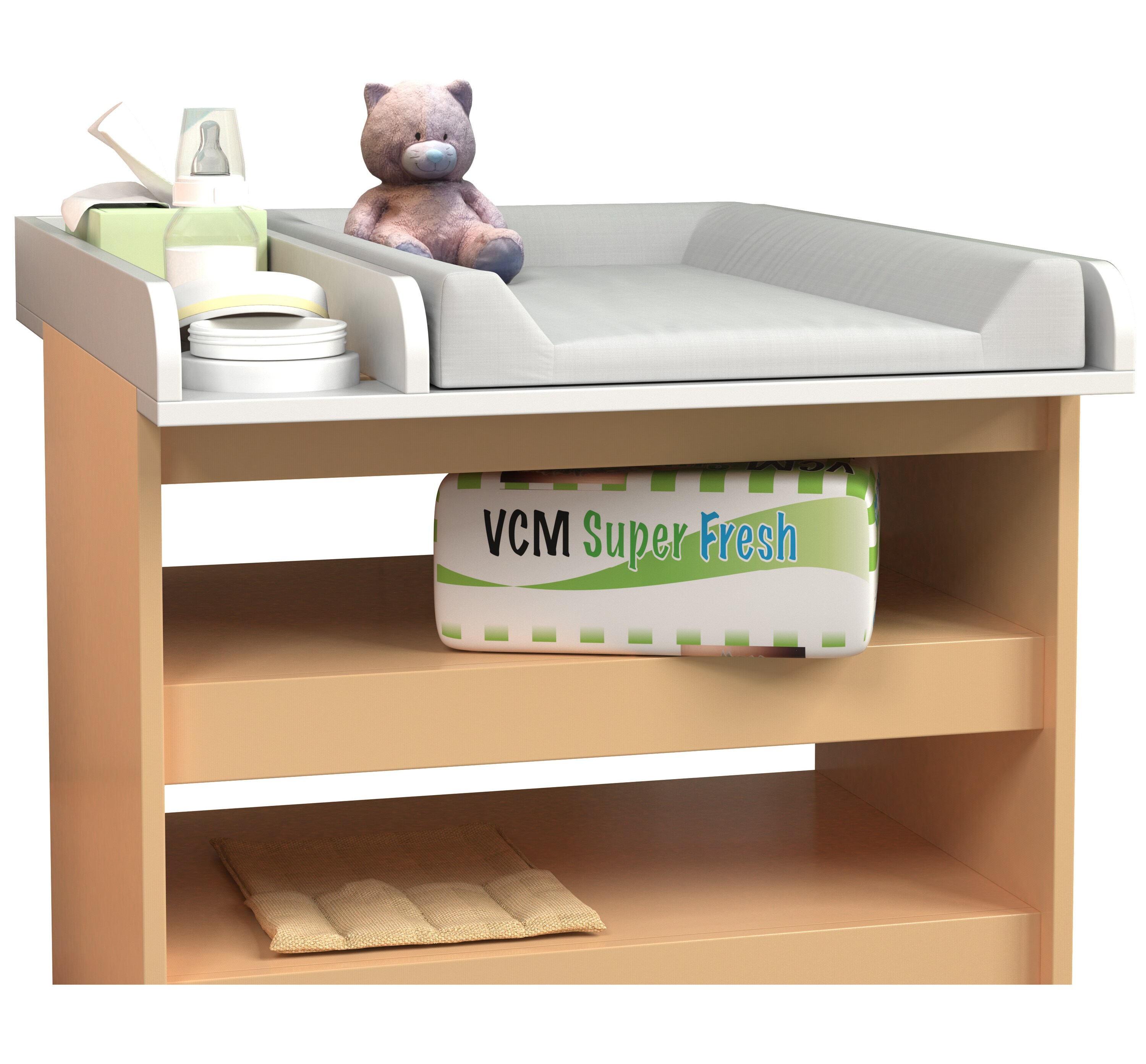 VCM Wickelaufsatz Wickelregal Wickeltischaufsatz Wickelauflage für Schränke Kommoden Malira M