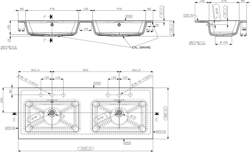 Muebles - Avila - Badmeubel - Walnoot - 160 cm - Dubbele Wastafel met Kraangaten
