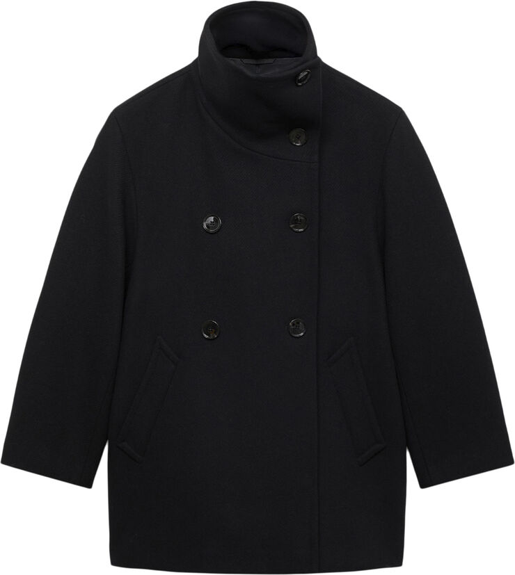 MANGO Double-breasted wool coat Black
