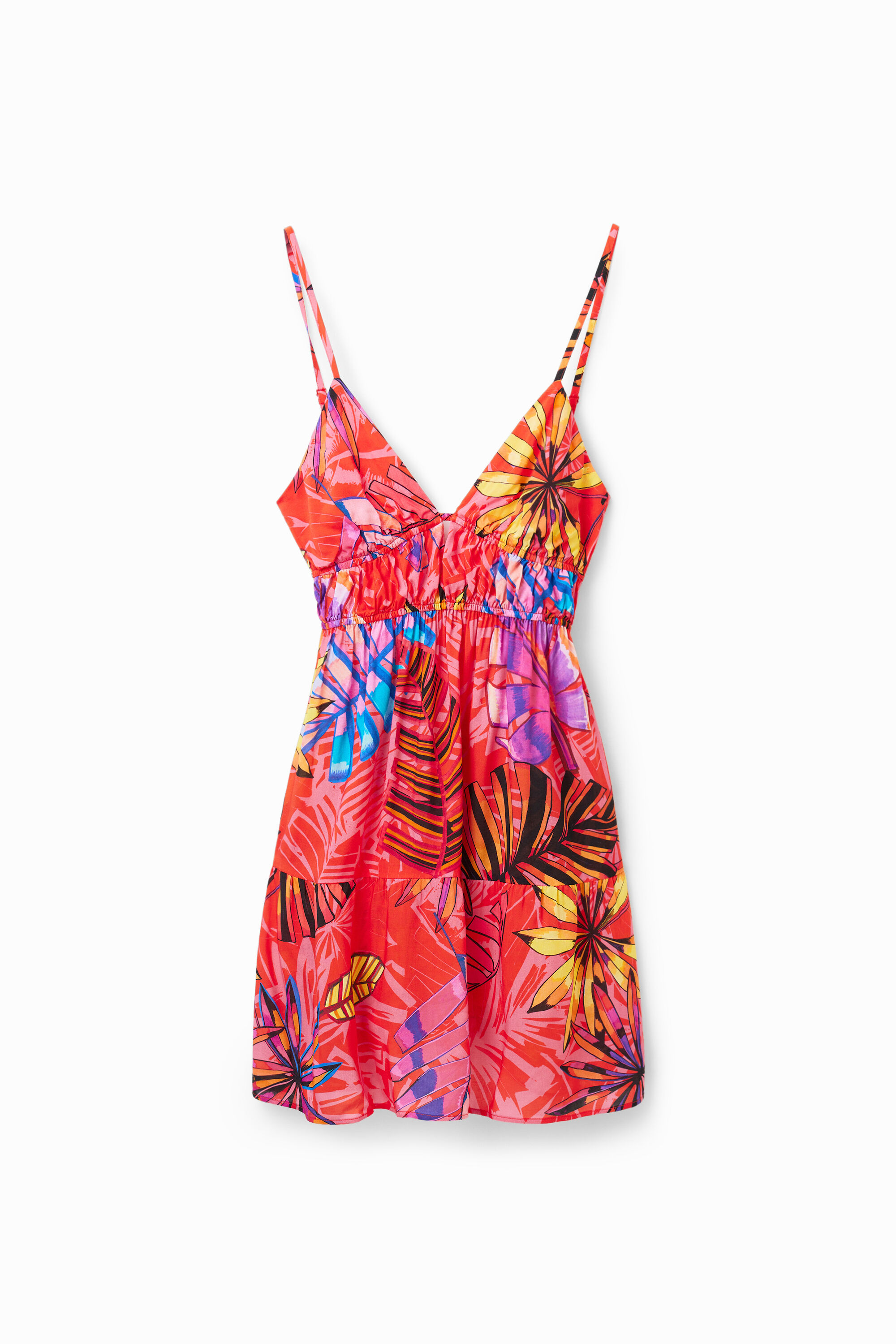 Robe courte découpes tropicale