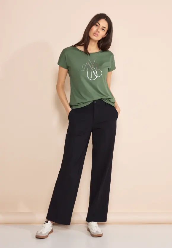 T-Shirt mit Wording - dry salvia green