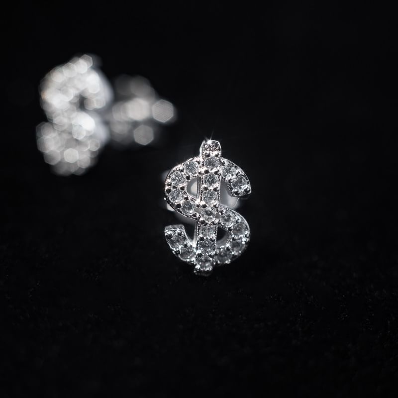Tinseltown - Dollar Sign Rhinestone roestvrijstalen oorknop