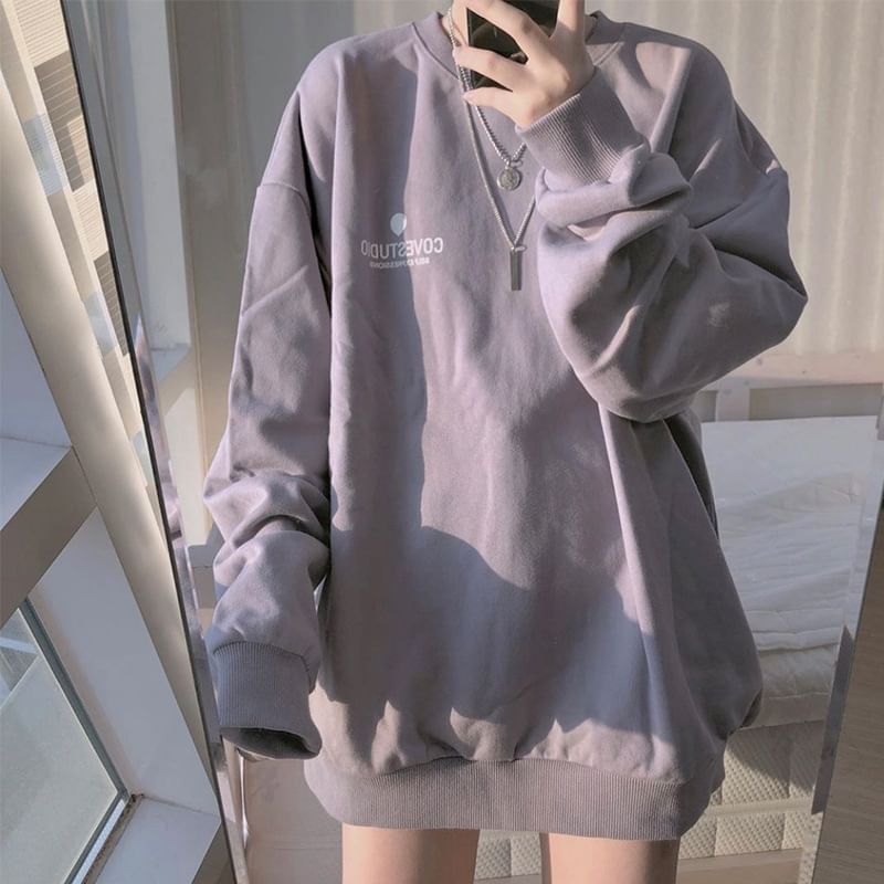 Rosesand - Sweatshirt met lange mouwen en tekstprint, losvallend model