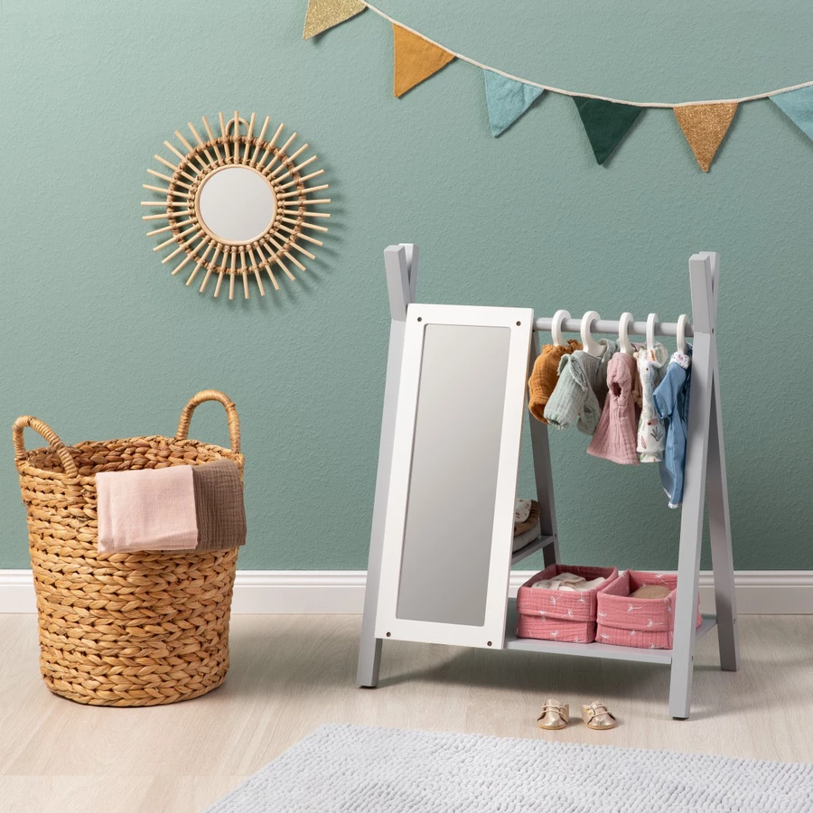 MUSTERKIND® Puppen-Garderobe Viola grauweiß