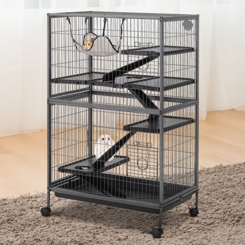 Gaiola grande para roedores Pawhut, cinza