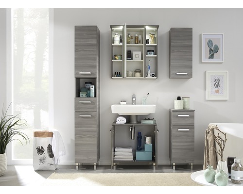 Pelipal Heidelberg wastafelmeubel, BxHxD 60 x 62 x 33 cm, frontkleur sangallo grijs houtdecor, 912.016017