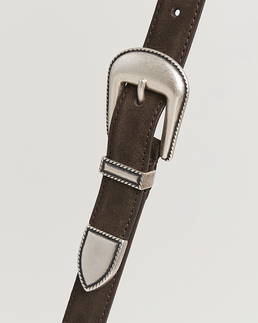 Anderson's Western Suede Belt 2,5 cm Dark Brown