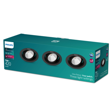 Philips inbouwset LED Pomeron SceneSwitch 3x7W 2700K zwart