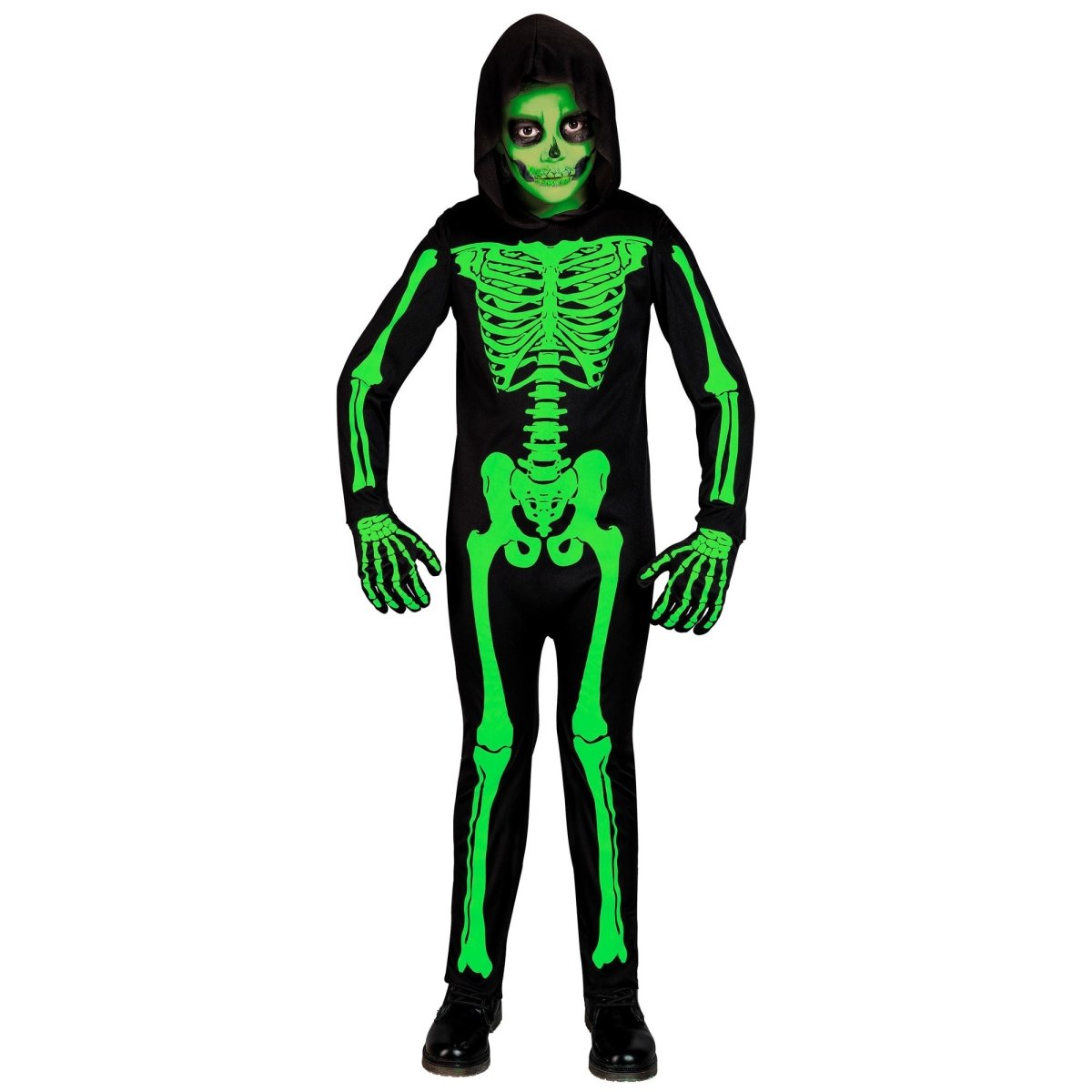 Halloween Kostuum Zwart Groen Kind Skelet 2 delig