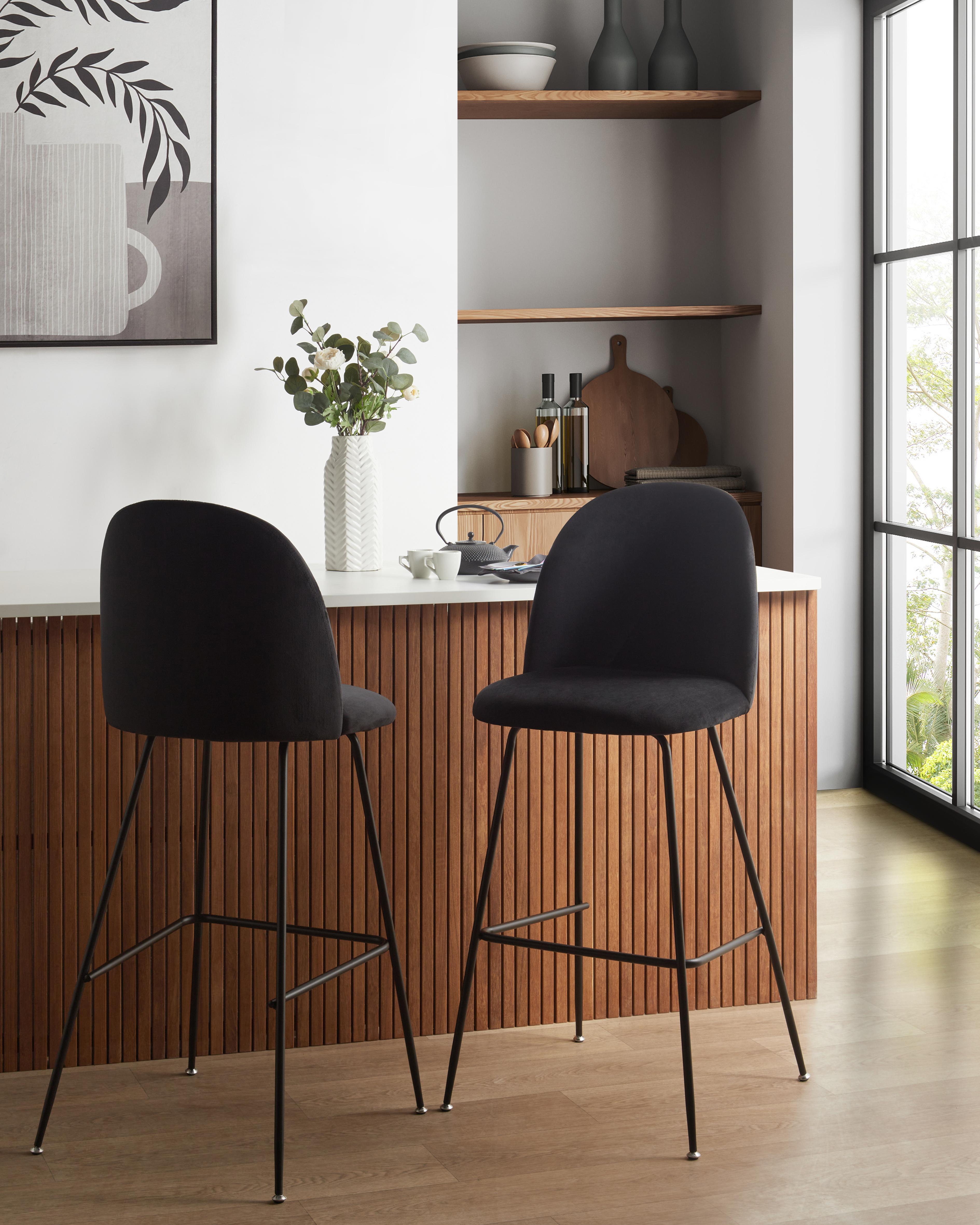 Set van 2 barstoelen ARCOLA Fluweel Zwart