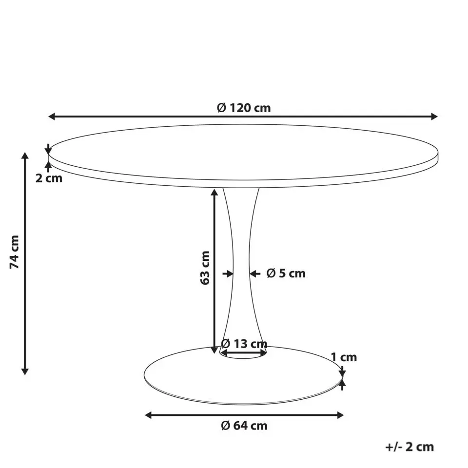 BOCA - Ronde eettafel - Wit marmer - 120 cm - MDF
