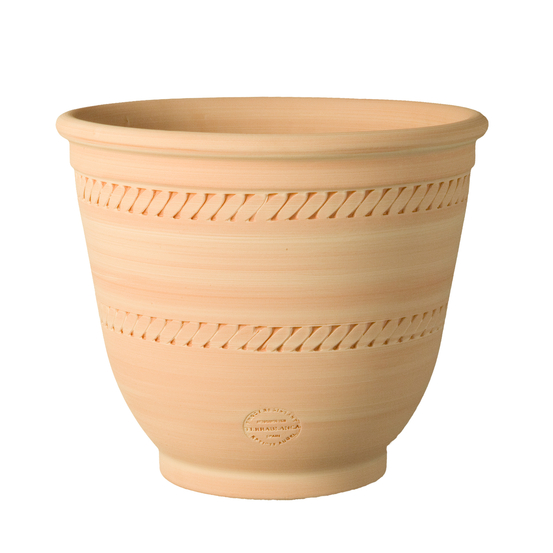 Pot Campana frise en terre cuite claire Ø 20 x H. 18 cm