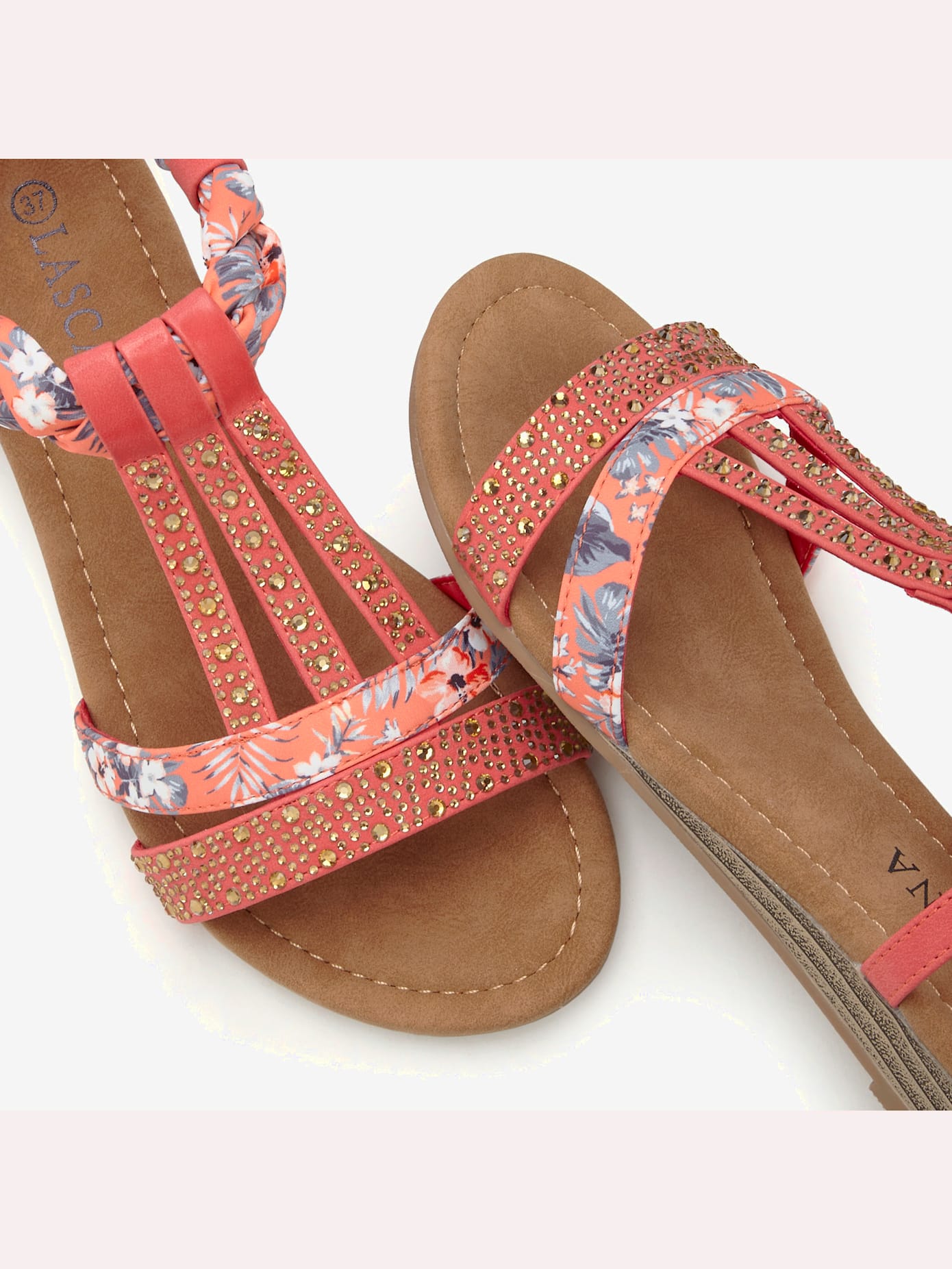 Sandales superbes éléments décoratifs, brides raffinées et petites pierres brillantes fantaisie