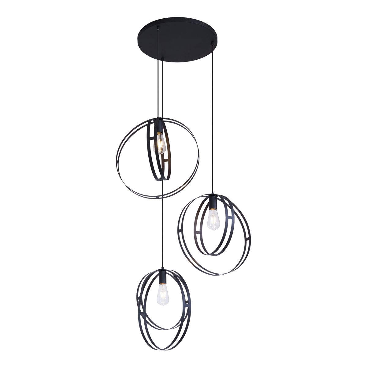 Design hanglamp zwart rond 3-lichts - Indu
