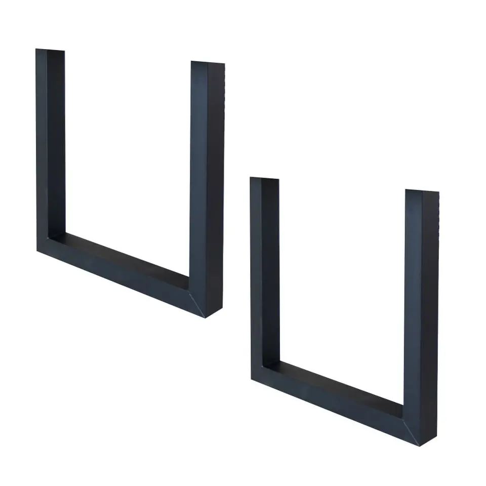 Set van 2 metalen tafelpoten U-frame zwart - 8x70x72 cm - Metaal - Zwart