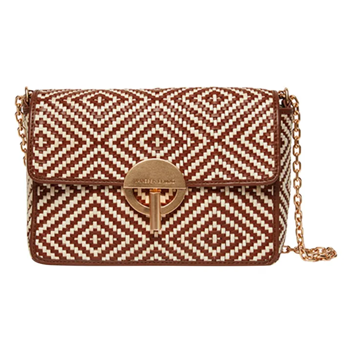 Vanessa Bruno Sac Moon PM Cuir et Coton Tressé | Cognac