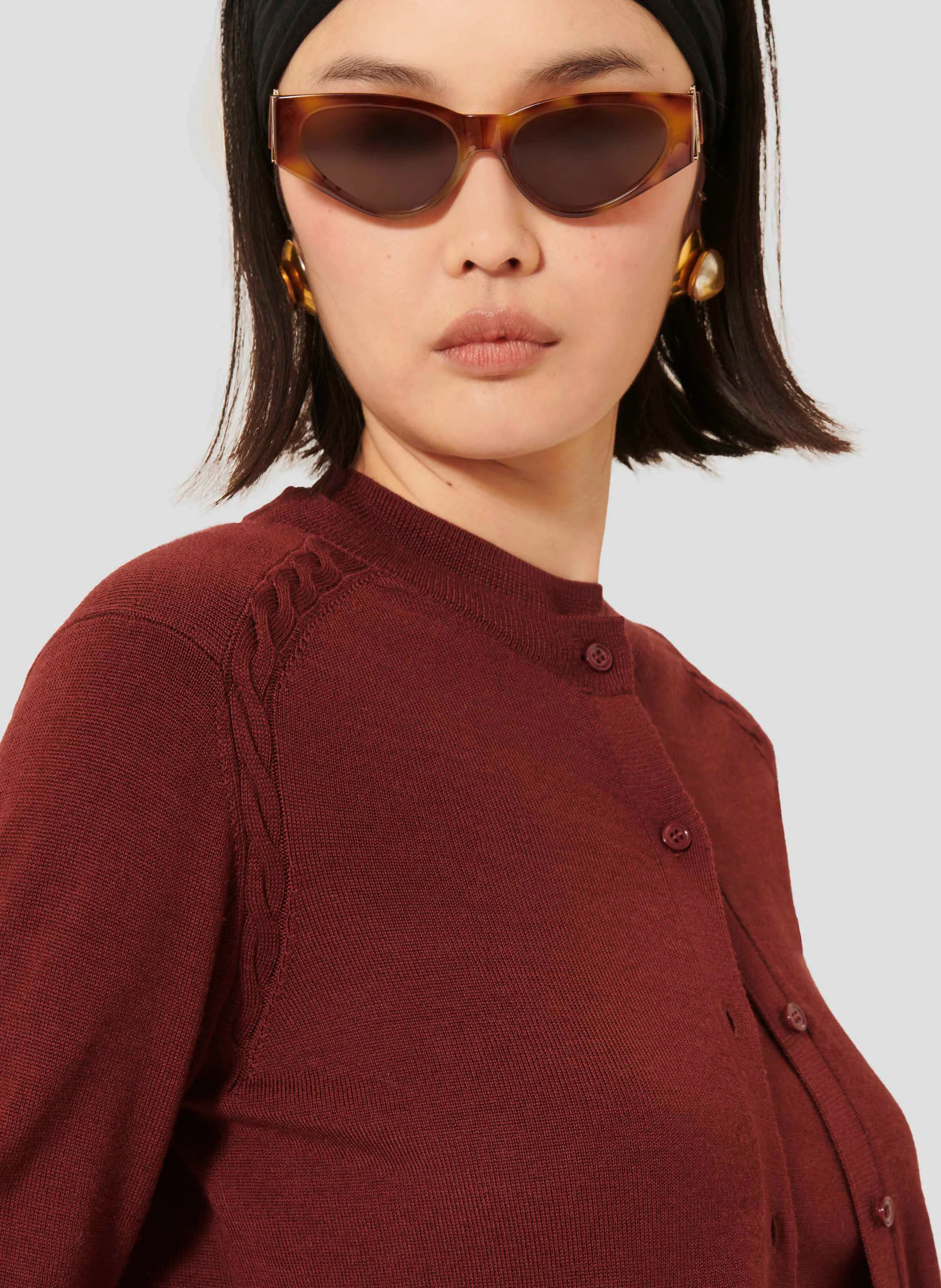 GINNO - Gilet droit en laine | Rouge