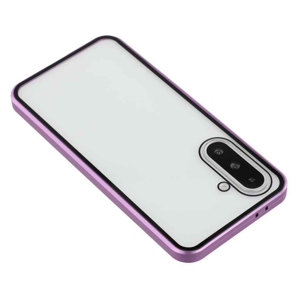 Samsung Galaxy A56 Magnetische Alu Schutzhülle mit Panzer Glas Backcover   Displayschutz (Magnet-Technologie) - Lila
