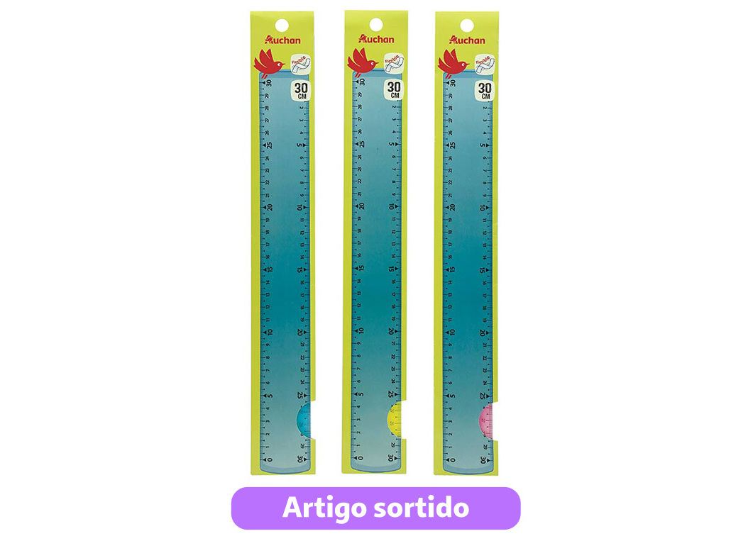 RÉGUA FLEXÍVEL AUCHAN 30CM CORES SORTIDAS