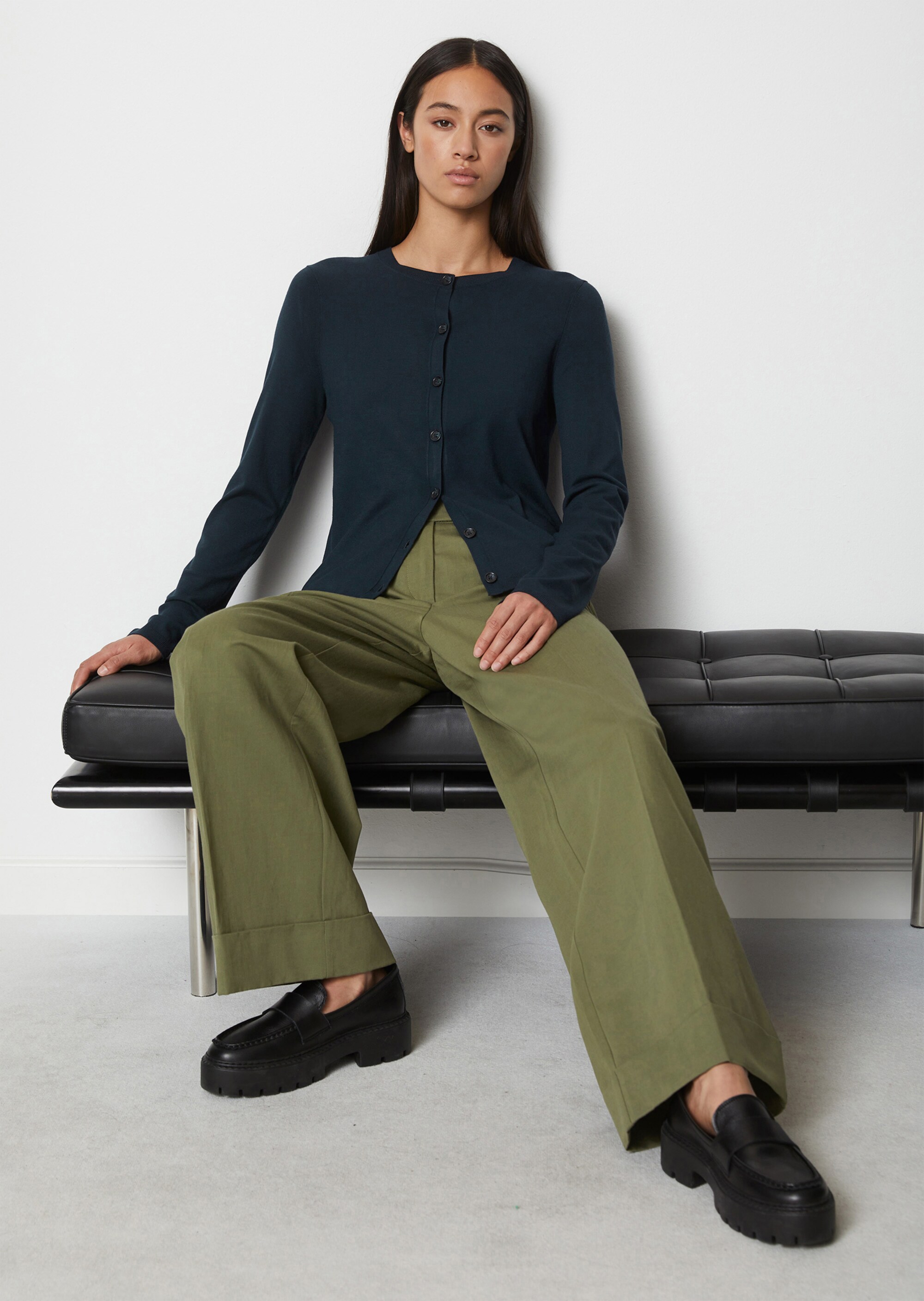 Feinstrick-Cardigan slim aus LENZING™ ECOVERO™
